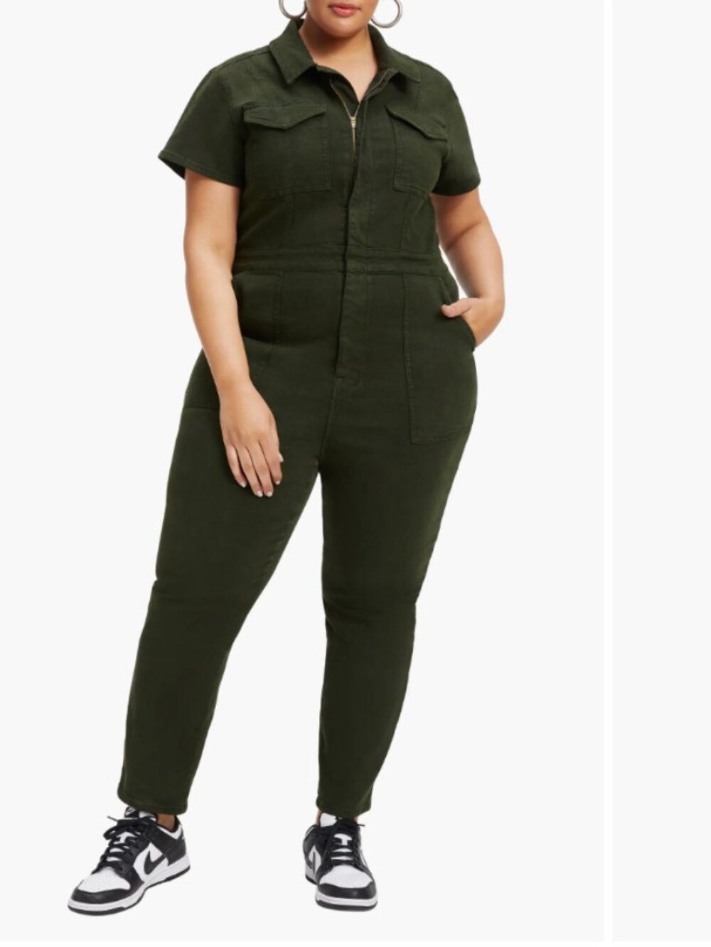 Good American Womens Ultility Jumpsuit Plus Size 6 US 3XL Short Sleeve Stretch